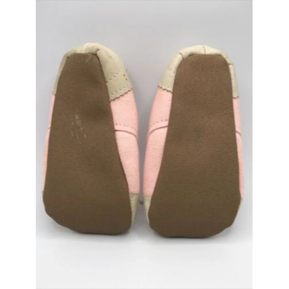 Vintage 80s Ajalor Baby Toddler Girl Pink Handmade Canvas Leather Shoes Pink